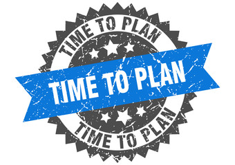 time to plan grunge stamp with blue band. time to plan