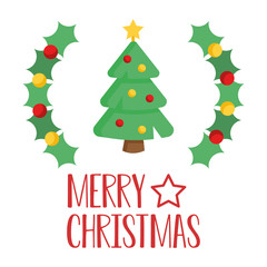 Merry christmas. Christmas tree. Vector illustration.