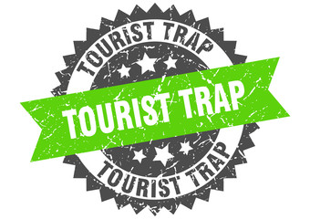 tourist trap grunge stamp with green band. tourist trap