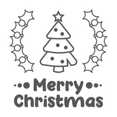 Merry christmas. Christmas tree. Vector illustration.
