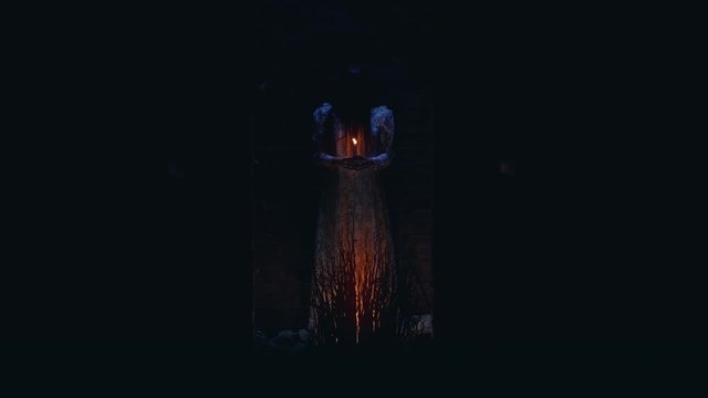 Black magic ritual, evil witch calling demons from hell, dark power, monsters. Dark evil spirit, horror scene