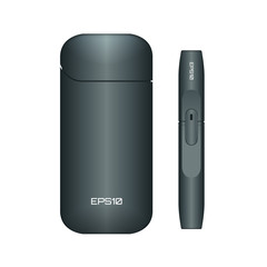 Electronic cigarette. Illustration of black electronic cigarette. Vector realistic mock up