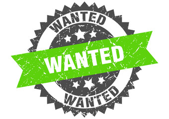 Fototapeta premium wanted grunge stamp with green band. wanted