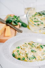 Courgette And Pea Risotto With Parmesan, Mascarpone And Basil