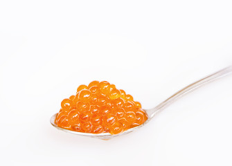 red caviar on the spoon