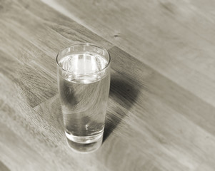 glass of water on table