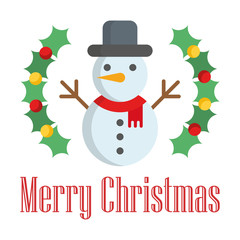 Merry christmas. Snowman icon. Vector illustration.
