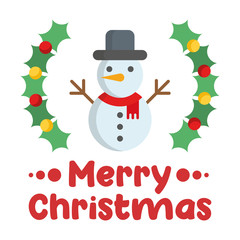 Merry christmas. Snowman icon. Vector illustration.