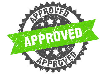 approved grunge stamp with green band. approved