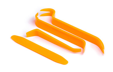 Set for removal of plating in the car. Plastic tools for removing plastic parts inside the car.