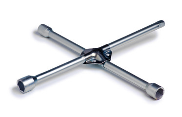 Cross wheel wrench on white background isolation
