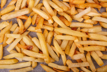 French fries chips potato top view