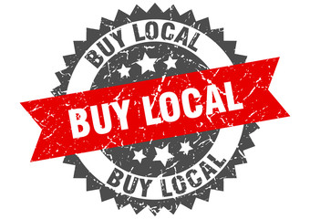 buy local grunge stamp with red band. buy local
