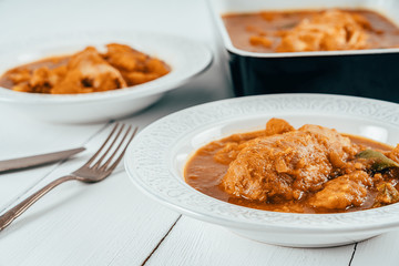 Chicken Balti With Peppers, Cauliflower, Butternut Squash And Tomato Sauce