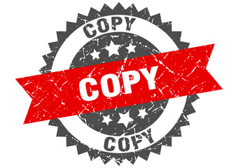 copy grunge stamp with red band. copy