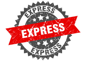 express grunge stamp with red band. express