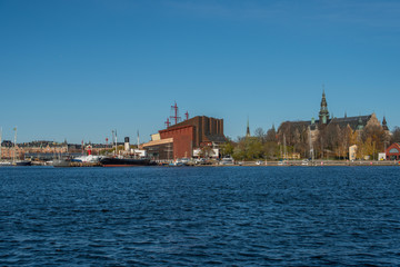 Autumn harbour view of Stockholm.