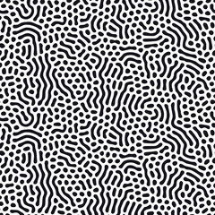 Organic background with rounded lines. Diffusion reaction seamless pattern. Linear design with biological shapes. Abstract vector illustration in black and white.