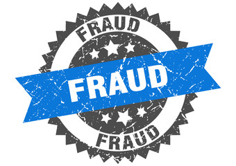 fraud grunge stamp with blue band. fraud