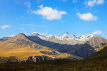 Mount Kasbek in the Greater Caucasus, Georgia, Asia