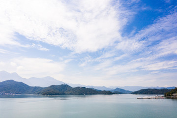 aerial view of famous Sun Moon Lake landscape