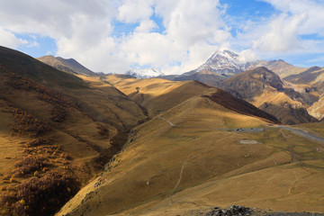Fototapeta na wymiar Mount Kasbek in the Greater Caucasus, Georgia, Asia