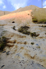 Travertines of Jvari Pass in Kazbegi National Park, Georgia.