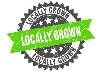 locally grown grunge stamp with green band. locally grown