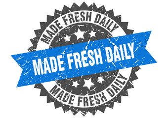 made fresh daily grunge stamp with blue band. made fresh daily