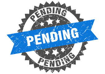 pending grunge stamp with blue band. pending