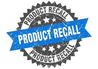 product recall grunge stamp with blue band. product recall