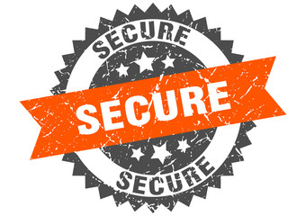 secure grunge stamp with orange band. secure