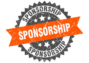 sponsorship grunge stamp with orange band. sponsorship