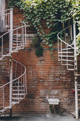 Old spiral outdoor stairs in Tbilisi's Old town, Republic of Georgia