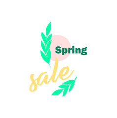 Spring sale - trending logo vector design. Online shopping - vector advertising template for stores and sites