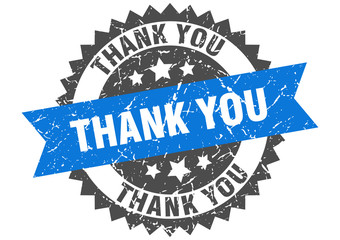 Obraz premium thank you grunge stamp with blue band. thank you