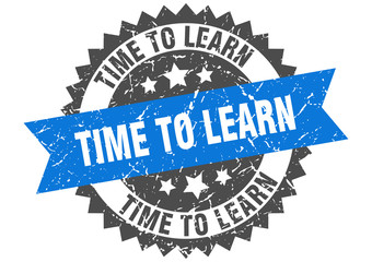 time to learn grunge stamp with blue band. time to learn