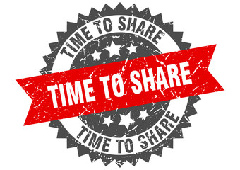 time to share grunge stamp with red band. time to share