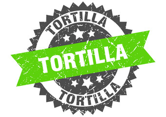 tortilla grunge stamp with green band. tortilla