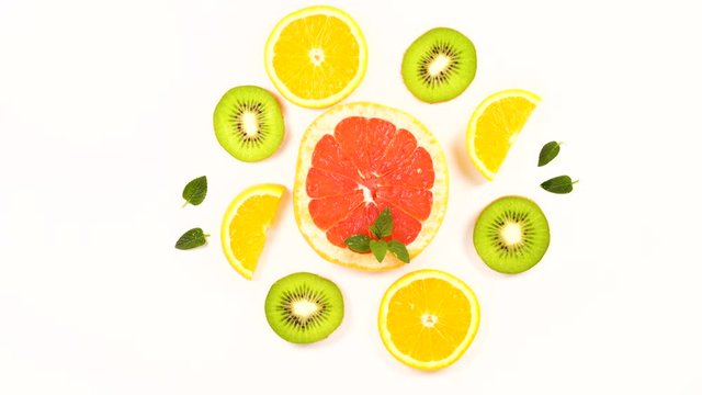 assorted of citrus fruit isolated on white background, 4k