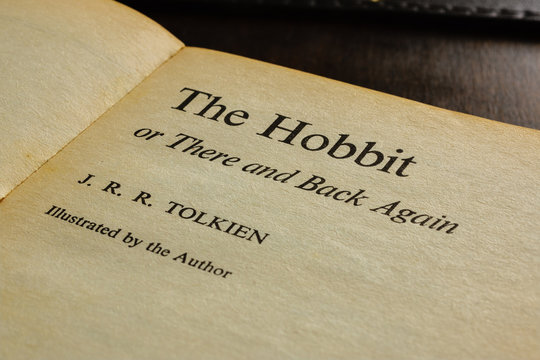 Vintage paperback edition title page of The Hobbit written by J.R.R. Tolkien in 1937