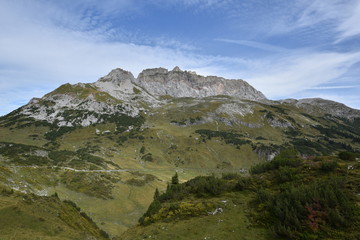 Mountains in Vorarlberg in Austria in fall
