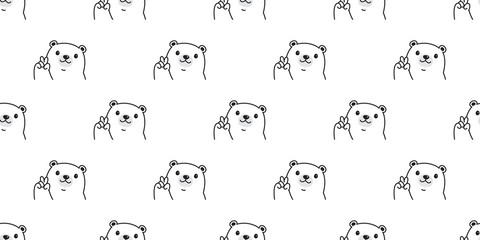 Bear seamless pattern polar bear vector scarf isolated teddy cartoon repeat background tile wallpaper illustration doodle design