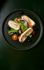 salad with roasted cheese