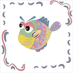 fish,ornament,   sea,  ocean,     postcard,  baby,isolated,  pattern
