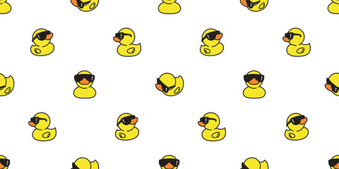 duck vector icon logo rubber duck sunglasses shower bath cartoon scarf isolated repeat wallpaper tile background illustration bird animal doodle design