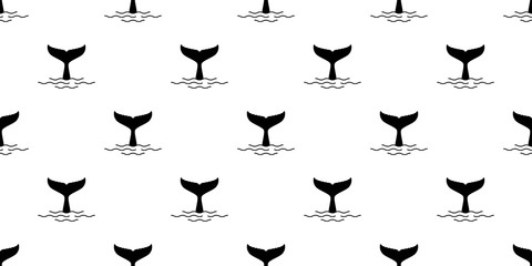 whale tail seamless pattern shark fin vector dolphin fish scarf isolated repeat wallpaper tile background animal cartoon illustration ocean sea design