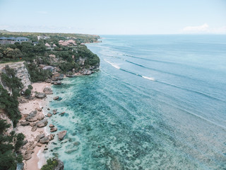 High-angle photography of blue beach