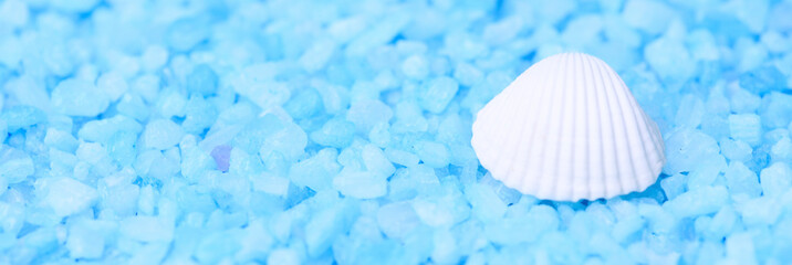 Blue sea bath salt and seashell