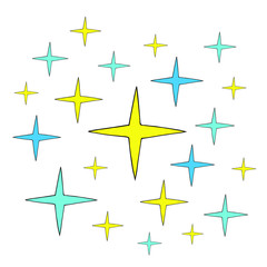 Set of hand drawn colorful stars